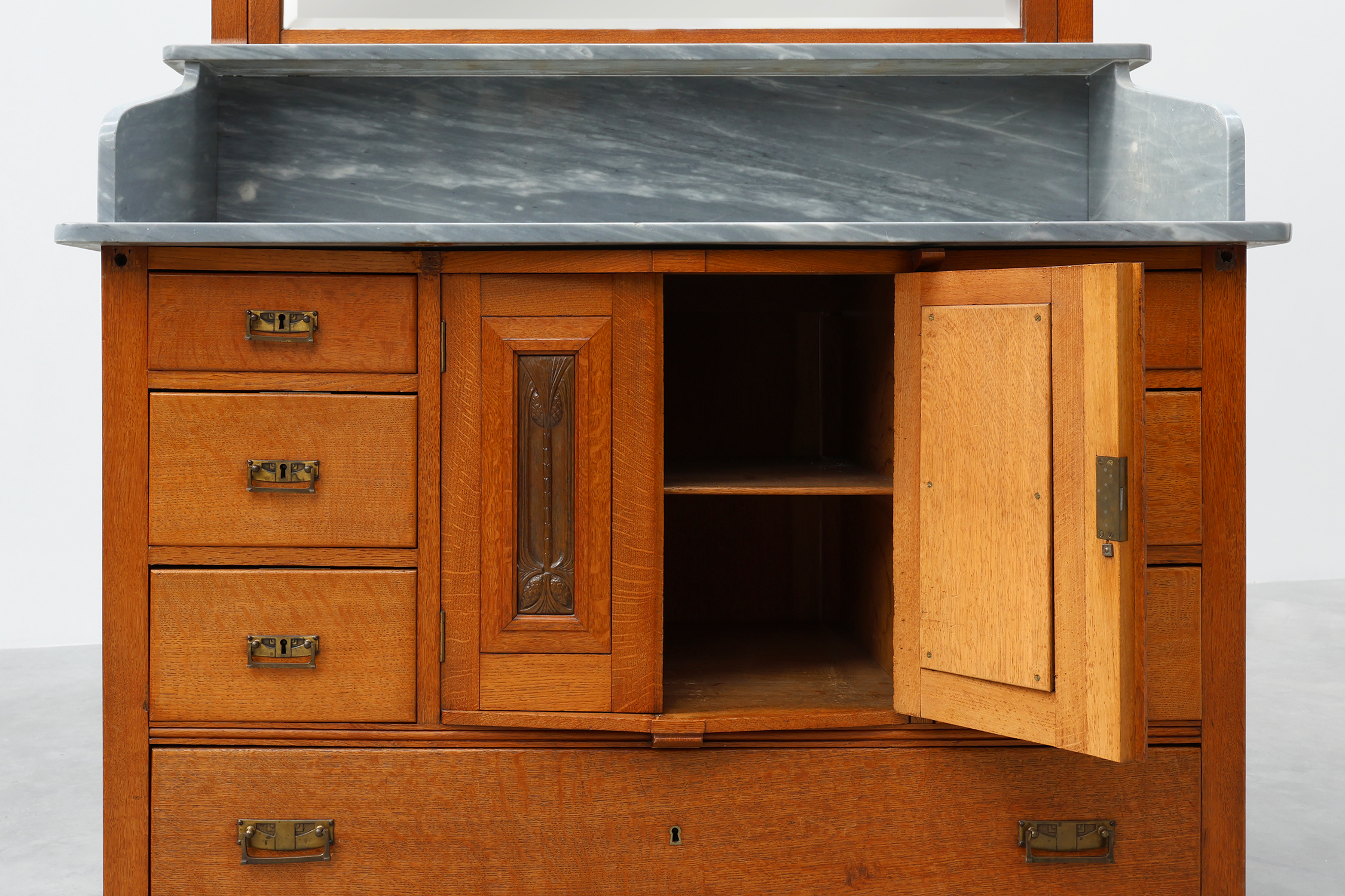 Art Nouveau mirrored sideboard attr. to De Coene with artwork by Geo Verbanck, Belgium ca. 1905thumbnail